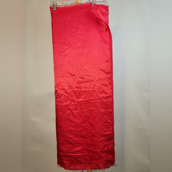 Vintage Red Silky Satiny Fabric - Picture 3 of 8